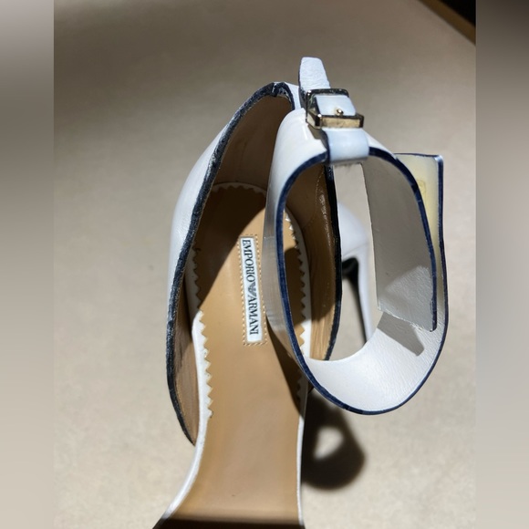 emporio armani Women's White Black Heels Pump Leather Suede - Picture 2 of 7